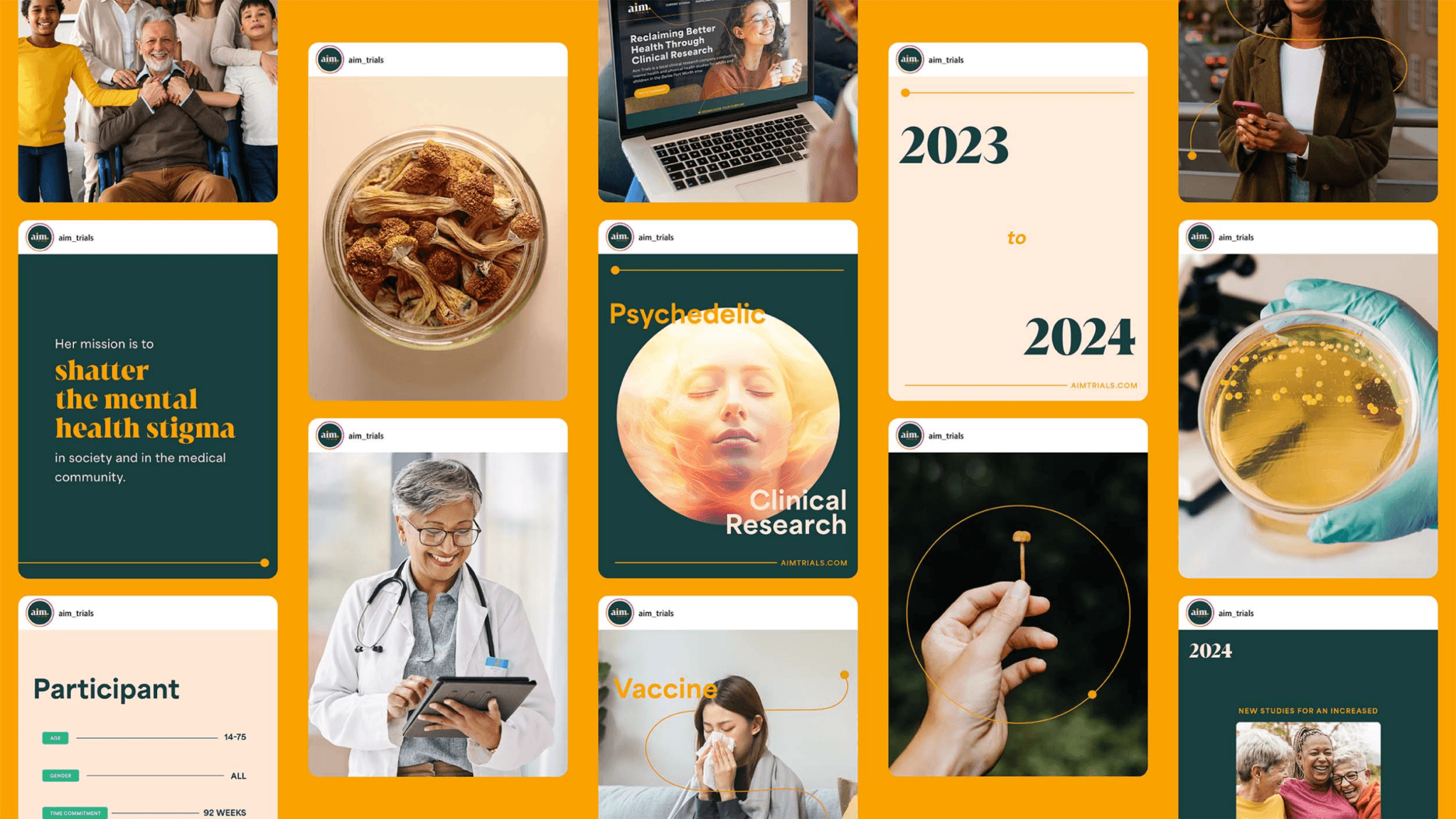 A collage of social media ads