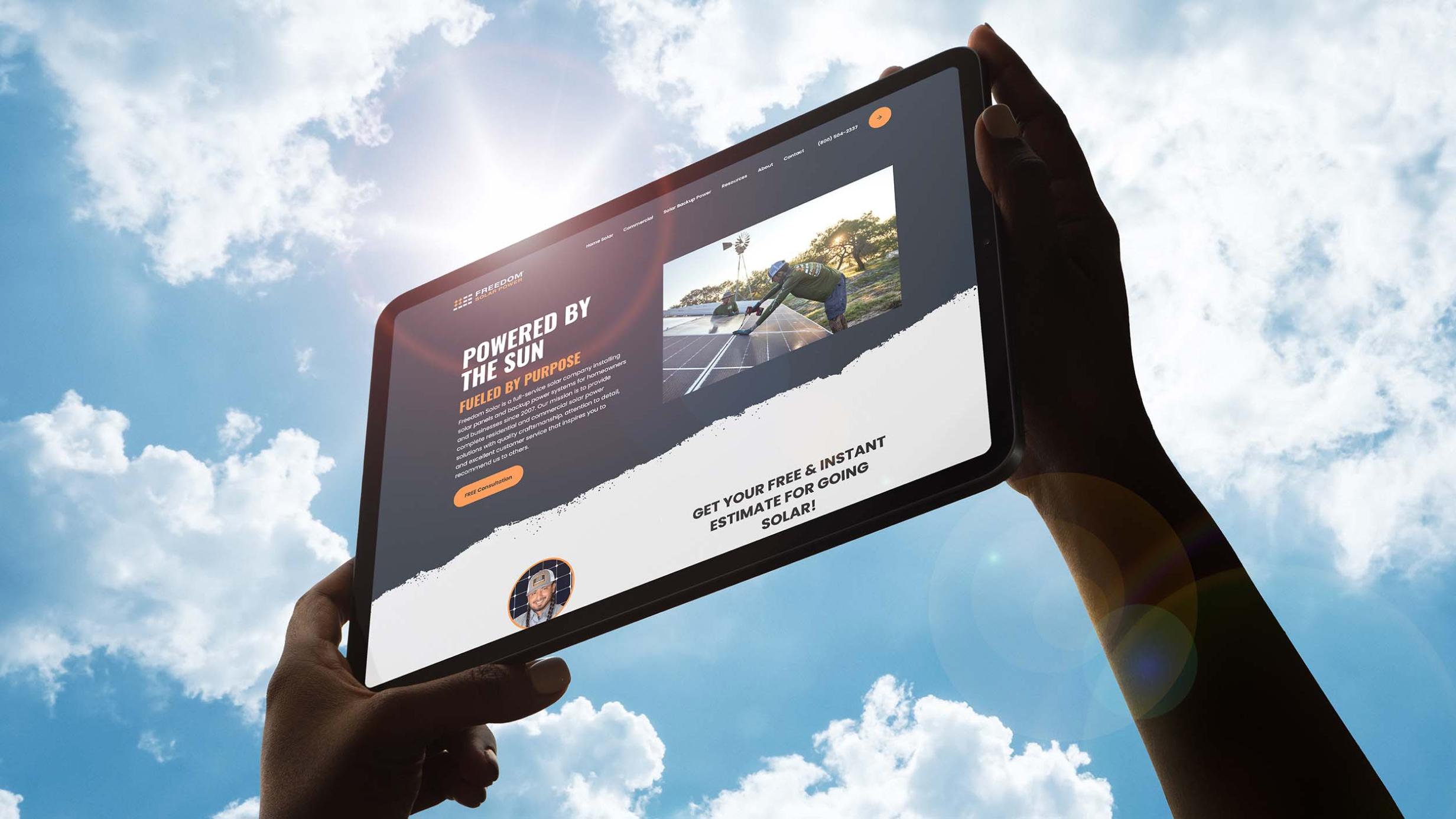 Showcase of website on tablet