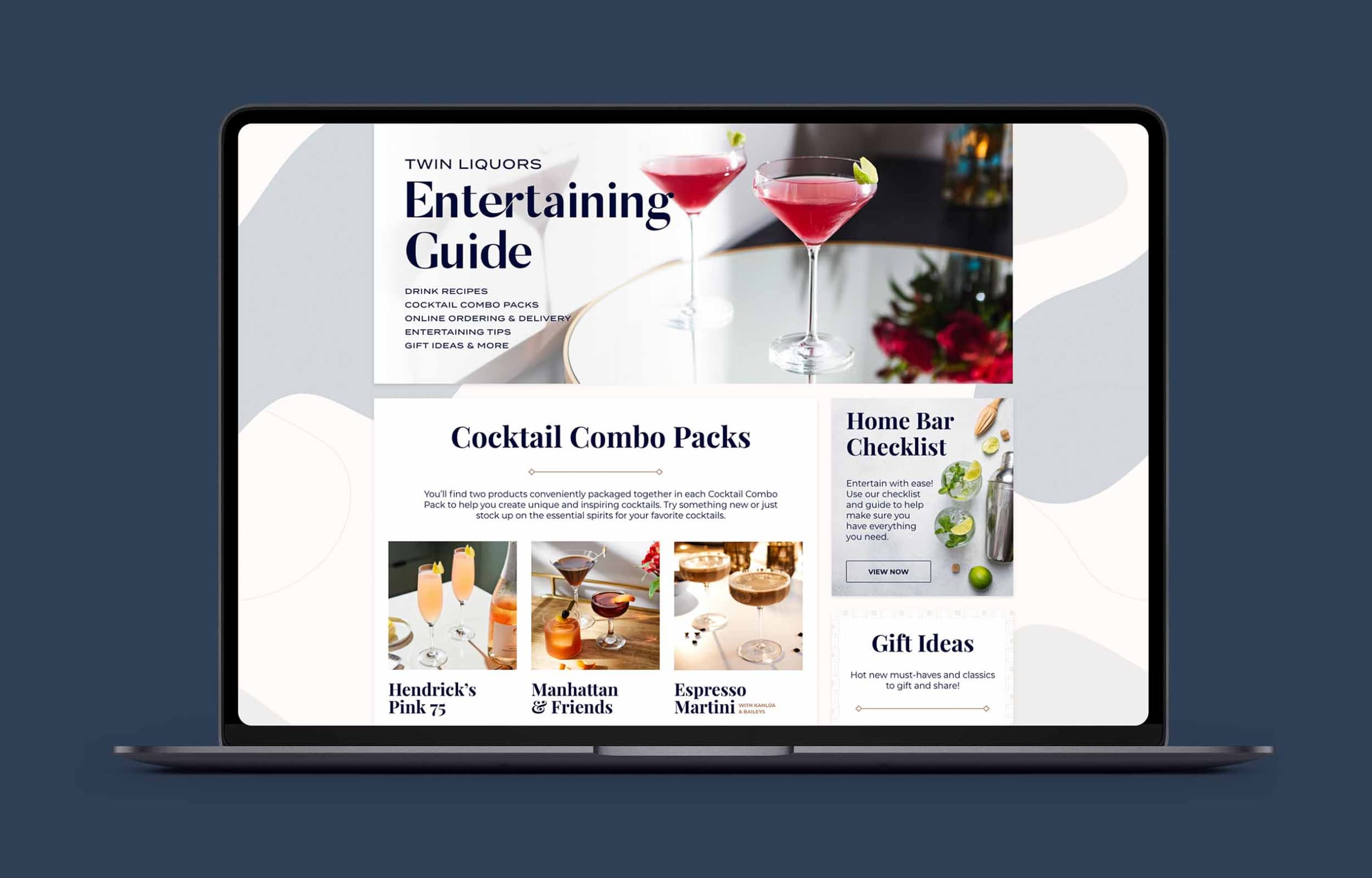 Showcase of Twin Liquors website on laptop