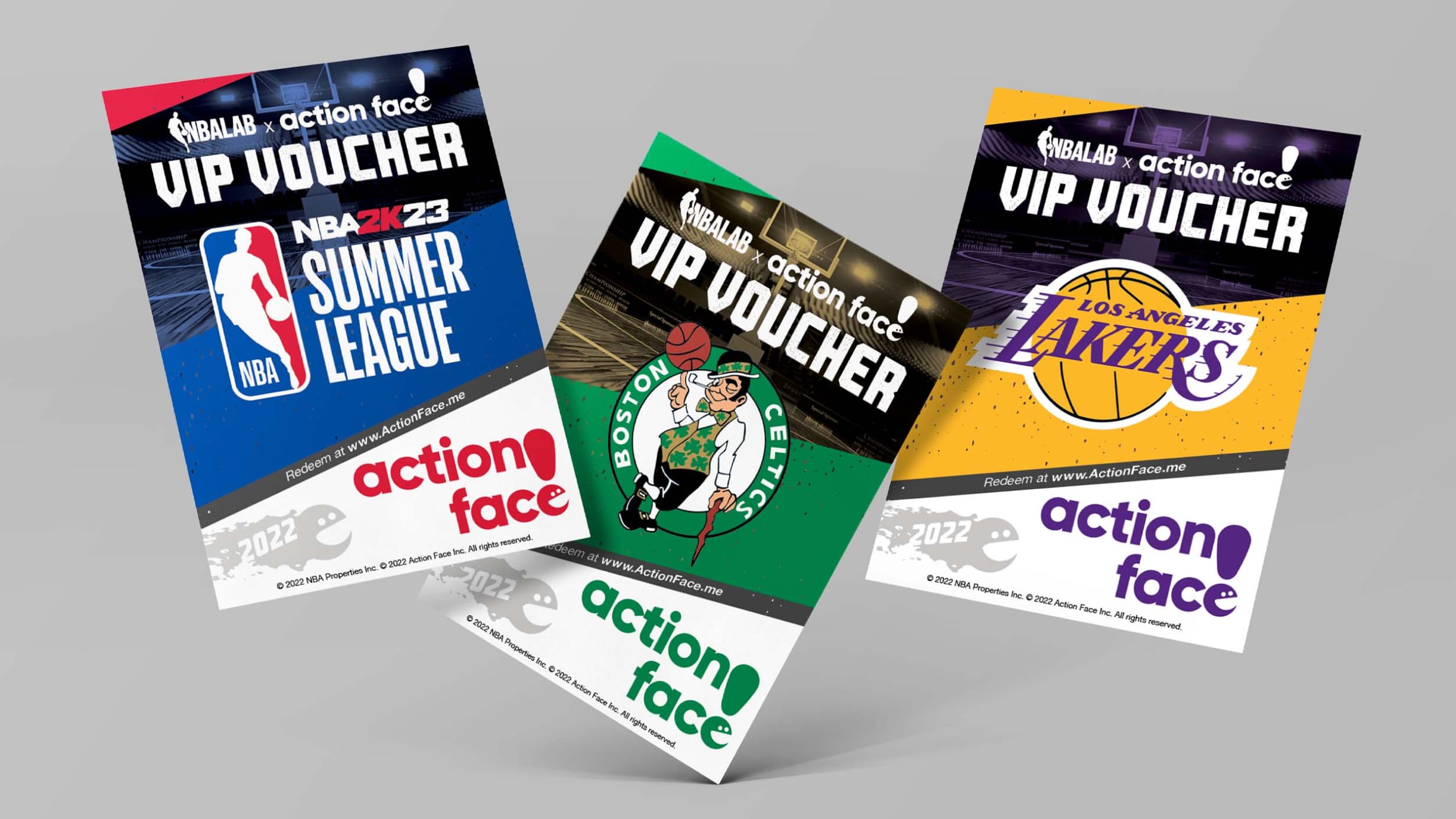 Showcase of action face print collateral