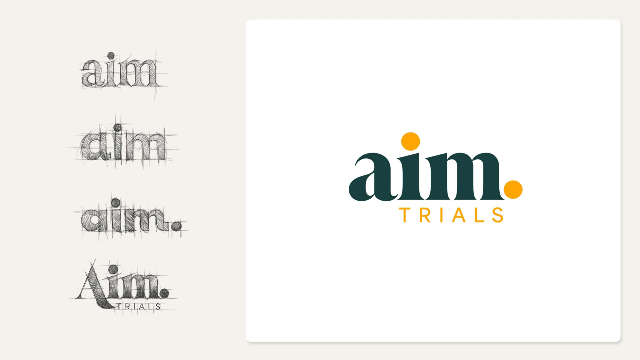 iterations for the logo for a company called aim trails